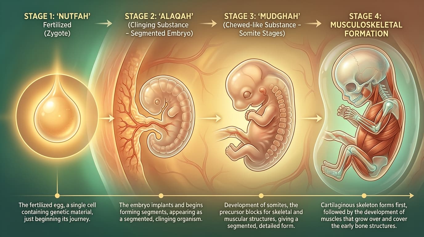 Human Embryology in the Holy Quran: The Step-by-Step Architecture of Intrauterine Life